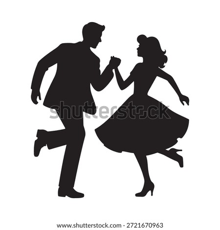 Silhouetted couple dancing a romantic and classic vintage style image
