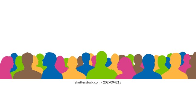  Silhouetted crowd ( audience, fans ) vector illustration