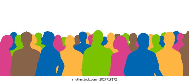  Silhouetted crowd ( audience, fans ) vector illustration
