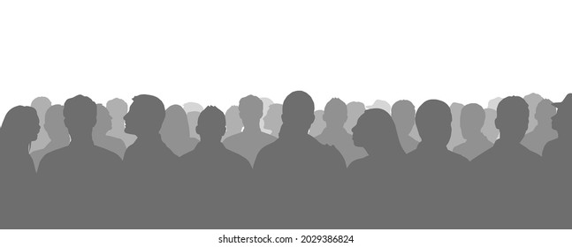  Silhouetted crowd ( audience, fans ) vector illustration