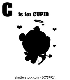 Silhouetted Cupid With C Is For Cupid Text