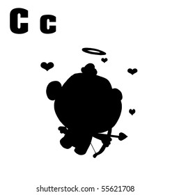 Silhouetted Cupid With Letters C