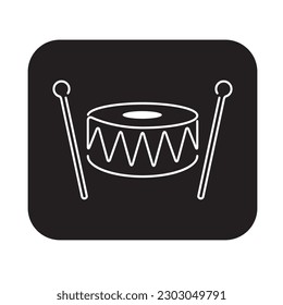 tambor de silueta con palos icono vector 