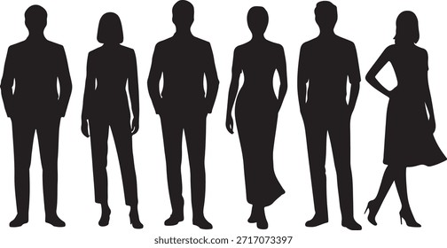Figuras silueteadas se paran en fila, mostrando diversas poses e insinuando estilos personalizados.