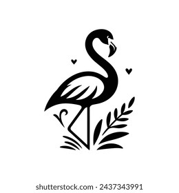 Silhouetted Flamingo bird art symbol logo icon vector cartoon illustration