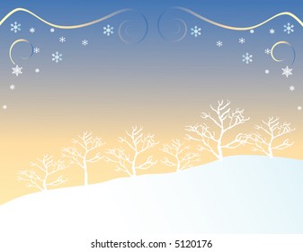 Silhouetted forest in winter