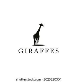 silueta del diseño del logotipo vectorial de las jirafas
