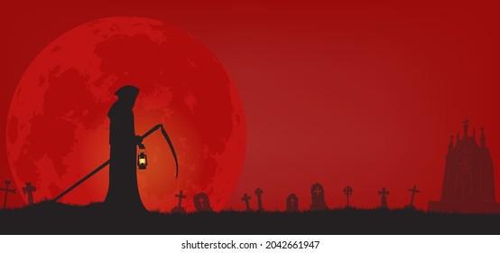 Silhouetted Halloween background flat illustration vector .
