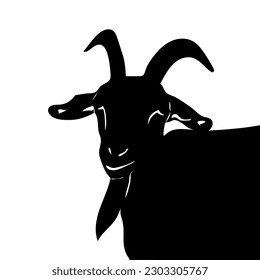 Silhouetted head of a goat.