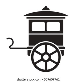 silhouetted horse cart-vector drawing
