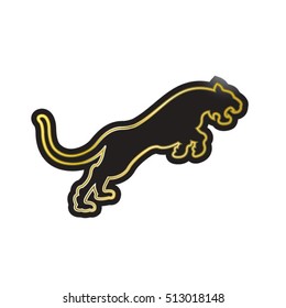silhouetted leaping jaguar in color-vector drawing