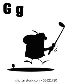 Silhouetted Male Golfer With Letters G