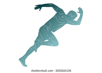 Corredora de hombre silueta aislada en el vector de ilustración plana de fondo blanco.