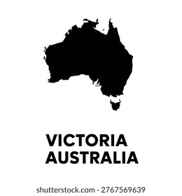 Silhouetted map of australia with victoria and australia text