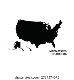 Silhouetted map of the united states including alaska and hawaii
