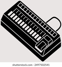 A silhouetted musical keyboard vector illustration.