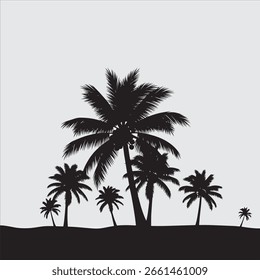 Silhouetted palm trees against a serene desert sunset sky.