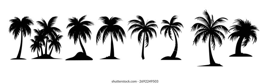 silhouettierte Palmen auf weißem Hintergrund