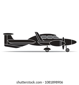 silhouetted propeller air plane vector drawing