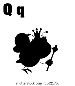 Silhouetted Queen Bee With Letters Q