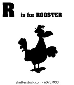 Silhouetted Rooster With R Is For Rooster Text