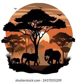 "Silhouetted Savanna Forest: Isolated Beauty of the Wild"