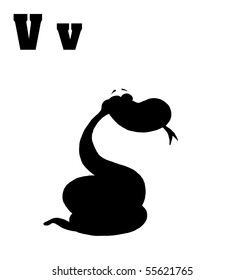 Silhouetted Snake With Letters V