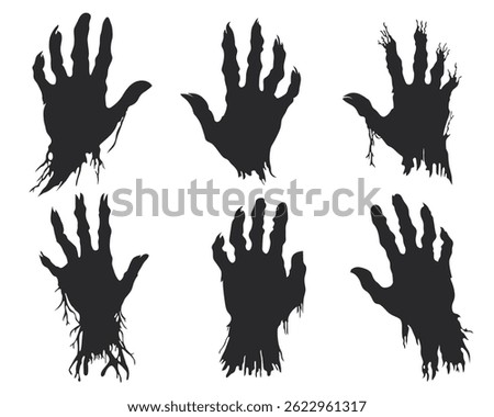 Silhouetted spooky hands conjure a chilling scene, perfect for Halloween or horror-themed designs, adding eerie ambiance to creative projects.