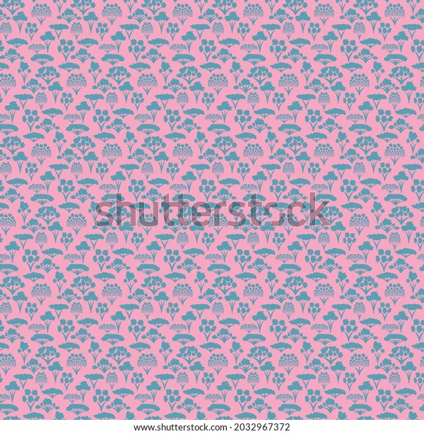 Silhouetted Stylized Trees Shrubs Repeating Pattern Stock Vector ...