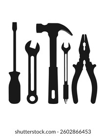 Silhouetted Tool Logo for Industrial Work	
