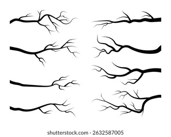 Conjunto de ramas de árbol silueteado para el diseño