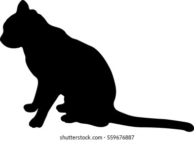 Silhouetted vector of black cat icon isolated on white background. 