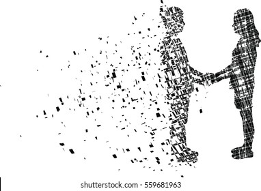 Silhouetted vector of man and woman look like loving couple holding hands, separate lovers concept, two Love Relationship soul,
