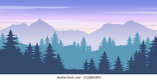 Silhouettedesign of  pine jungle ,vector illustration