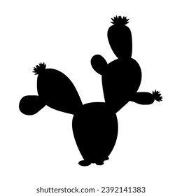 Silhouette,doodle of a blooming cactus.Vector graphics.