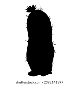 Silhouette,doodle de un cactus floreciente.Gráficos vectoriales.