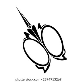 Silhouette, Doodle-Schere.Dekoratives Element des Nähzubehör.Vektorgrafiken.