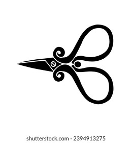 Silhouette,tijeras de doodle.Elemento decorativo de los accesorios de coser.Gráficos vectores.