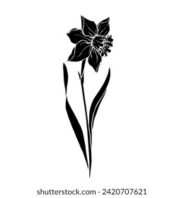 Silhouette, Doodle der Frühlingsblume.Vektorgrafik.