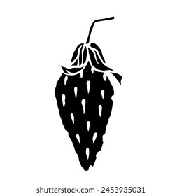 Silhouette,doodles of summer strawberries.Vector graphics.