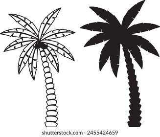 silhouette-palm trees silhouettes,set of palm trees,palm trees silhouettes,set of trees,set of palms,	palm, tree, tropical, beach, vector, nature, silhouette, summer, coconut, island, sea, 