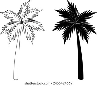silhouette-palm trees silhouettes,set of palm trees,palm trees silhouettes,set of trees,set of palms,	palm, tree, tropical, beach, vector, nature, silhouette, summer, coconut, island, sea, 