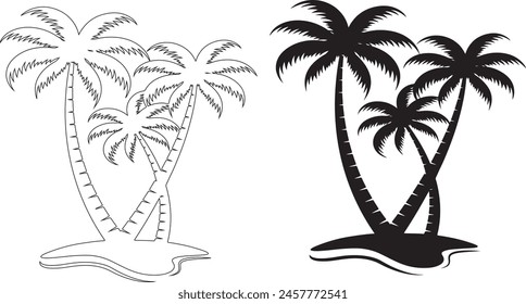 silhouette-palm trees silhouettes,set of palm trees,palm trees silhouettes,set of trees,set of palms,	