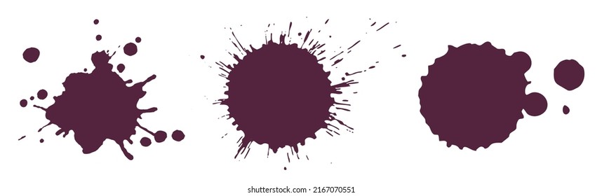Siluetas de 3 puntos por caídas de tinta. Signos de caídas de gotas de sangre.