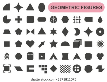 Silhouettes of abstract geometric shapes, different shapes in black. EPS 10.