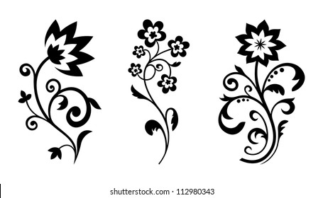 Silhouettes Abstract Vintage Flowers Vector Floral Stock Vector ...