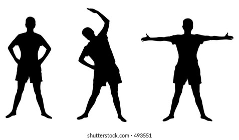 Silhouettes of active poses
