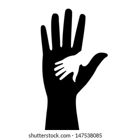 silhouettes of adult and children's hands