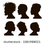 Silhouettes of African American. Men and women profile silhouettes.The contour of hair.