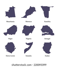 silhouettes of African countries